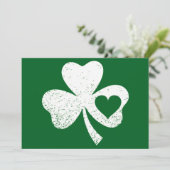 Green St Patricks Day Irish Patty's Heart Kleeblat Dankeskarte (Stehend Vorderseite)