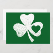 Green St Patricks Day Irish Patty's Heart Kleeblat Dankeskarte (Vorne/Hinten)