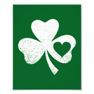 Green St Patricks Day Irish Patty's Heart Kleeblat Fotodruck