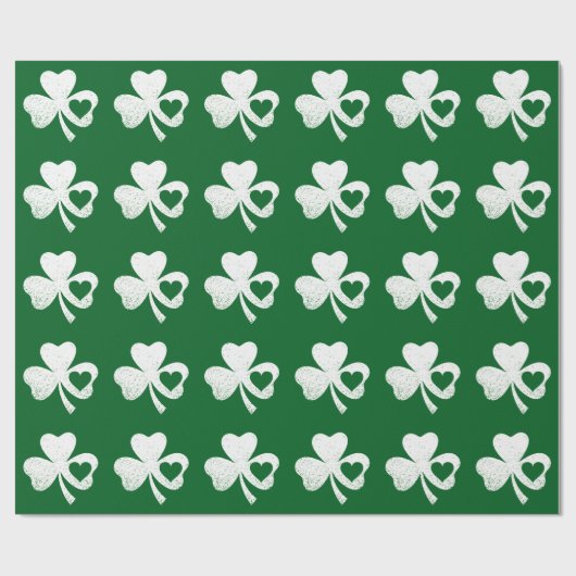 Green St Patricks Day Irish Patty's Heart Kleeblat Geschenkpapier (Flach)