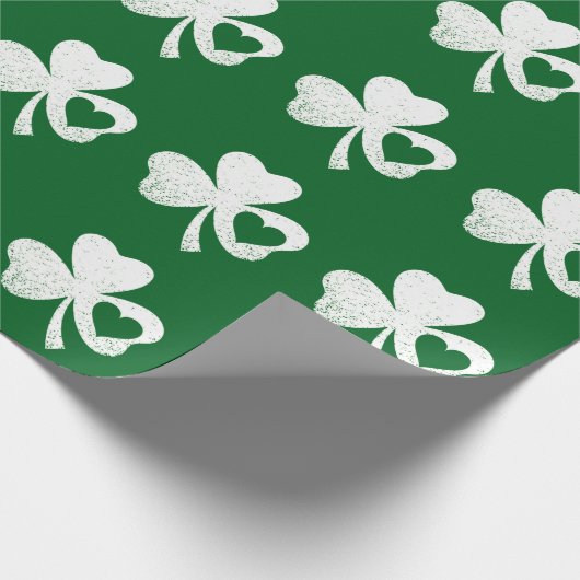Green St Patricks Day Irish Patty's Heart Kleeblat Geschenkpapier (Ecke)