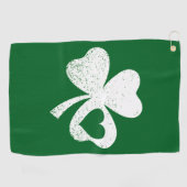 Green St Patricks Day Irish Patty's Heart Kleeblat Golfhandtuch (Horizontal)