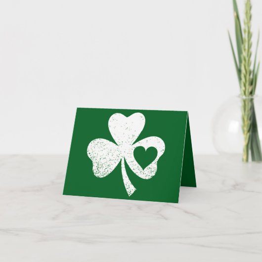 Green St Patricks Day Irish Patty's Heart Kleeblat Karte (Vorderseite)