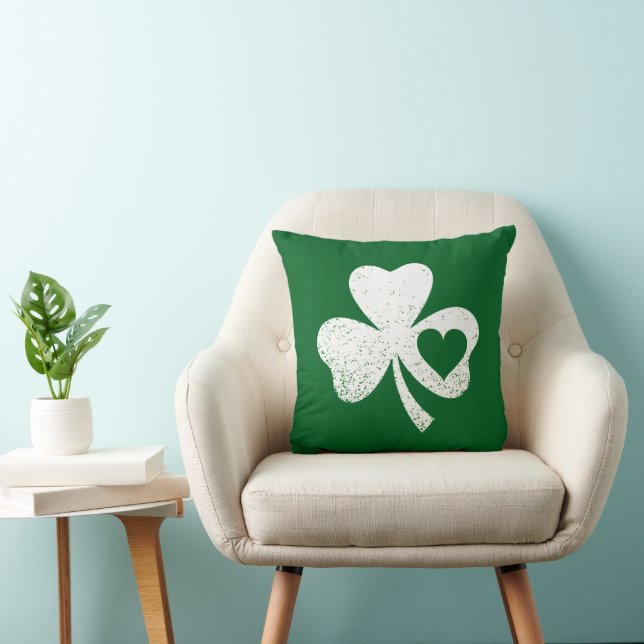 Green St Patricks Day Irish Patty's Heart Kleeblat Kissen (Stuhl )