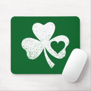 Green St Patricks Day Irish Patty's Heart Kleeblat Mousepad