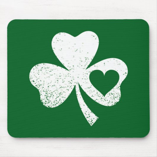 Green St Patricks Day Irish Patty's Heart Kleeblat Mousepad (Vorne)