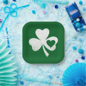 Green St Patricks Day Irish Patty's Heart Kleeblat Pappteller (Party)