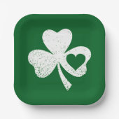 Green St Patricks Day Irish Patty's Heart Kleeblat Pappteller (Vorderseite)