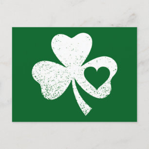 Green St Patricks Day Irish Patty's Heart Kleeblat Postkarte
