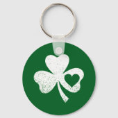 Green St Patricks Day Irish Patty's Heart Kleeblat Schlüsselanhänger (Vorderseite)
