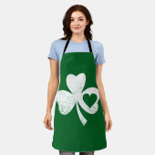 Green St Patricks Day Irish Patty's Heart Kleeblat Schürze (Getragen)