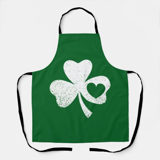 Green St Patricks Day Irish Patty's Heart Kleeblat Schürze (Vorderseite)