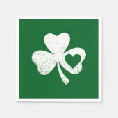 Green St Patricks Day Irish Patty's Heart Kleeblat Serviette (Vorderseite)