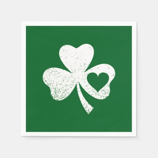 Green St Patricks Day Irish Patty's Heart Kleeblat Serviette (Vorderseite)