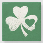 Green St Patricks Day Irish Patty's Heart Kleeblat Steinuntersetzer (Vorderseite)