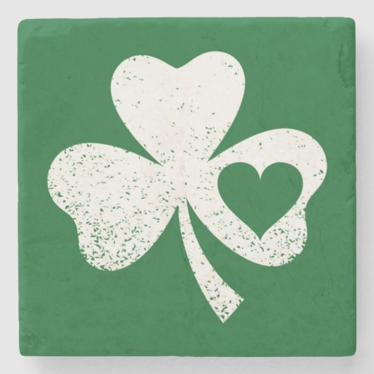 Green St Patricks Day Irish Patty's Heart Kleeblat Steinuntersetzer (Vorderseite)