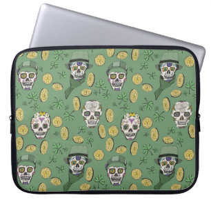 Green St Patrick's Day Irish Sugar Skull Custom Laptopschutzhülle