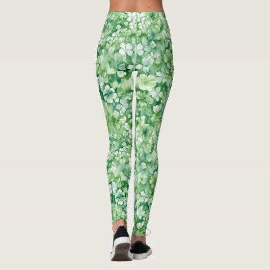 Green St. Patrick's Day Kleeblatt and Clover Leggings (Rückseite)