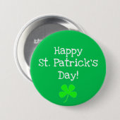 Green St Patricks Day Kleeblatt Irish Button (Vorne & Hinten)