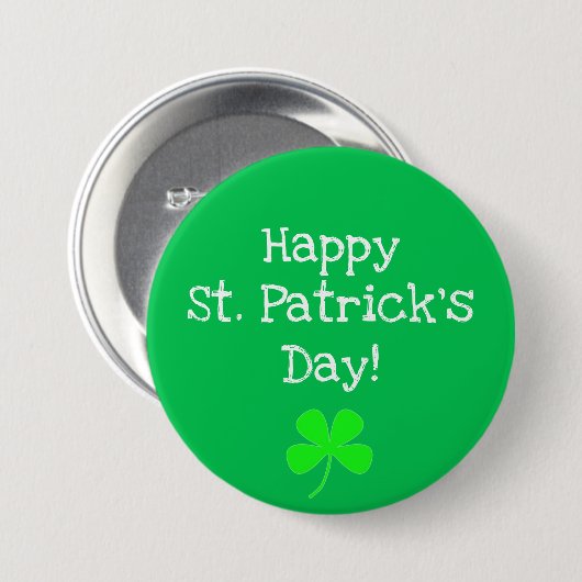 Green St Patricks Day Kleeblatt Irish Button (Vorne & Hinten)