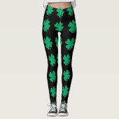 Green St Patrick's Day Kleeblatt Leaf Black Leggings (Vorderseite)