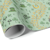 Green St. Patrick's Day Leprechaun Pot of Gold Geschenkpapier (Rolleneckpunkt)