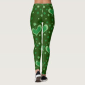 Green St Patrick's Day Party Leggings mit Herzen (Rückseite)
