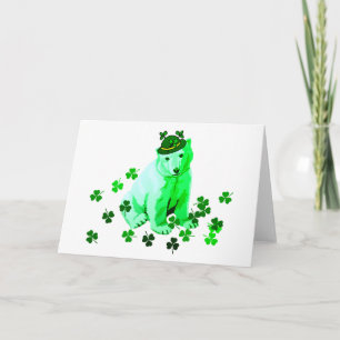Green St. Patrick's Polar Bear Karte