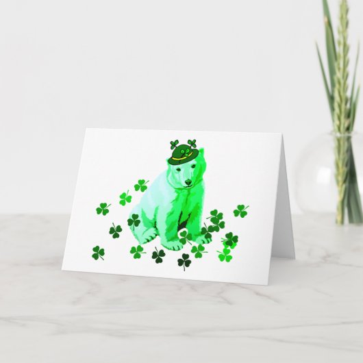 Green St. Patrick's Polar Bear Karte (Vorderseite)
