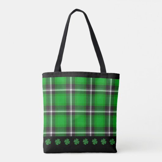 Green St Patty's Day Irish Tartan Kariert Tasche (Rückseite)