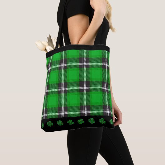 Green St Patty's Day Irish Tartan Kariert Tasche (Von Nahem)