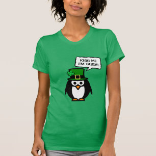 Green St Pattys Day Pinguin im Shirt für Frauen