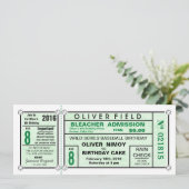 Green Stadium Ticket Baseball Geburtstag Einladung (Stehend Vorderseite)