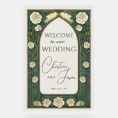 Green Stained Glass Art Nouveau Wedding Welcome  Acrylschild (Vorderseite)