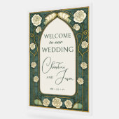 Green Stained Glass Art Nouveau Wedding Welcome  Acrylschild (Winkel)