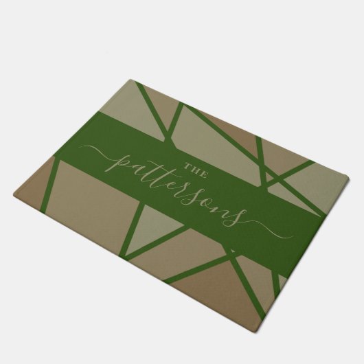 Green Stained Glass Imitation Welcome Home Family Fußmatte (Schrägansicht)