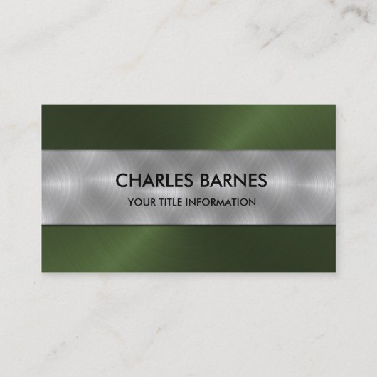 Green Stainless Steel Business Card Visitenkarte (Vorderseite)
