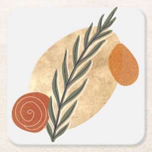 Green Stalk Boho Rechteckiger Pappuntersetzer