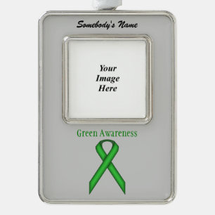 Green Standard Ribbon Tmpl(V-O) von Kenneth Yoncic Rahmen-Ornament Silber