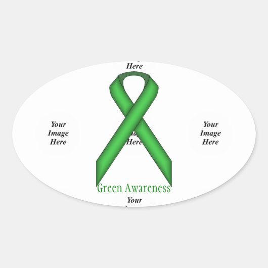 Green Standard Ribbon von Kenneth Yoncich Ovaler Aufkleber (Vorderseite)