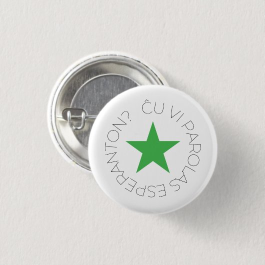 Green Star Button, Esperanto/Verda Stelo 2 Button (Vorne & Hinten)