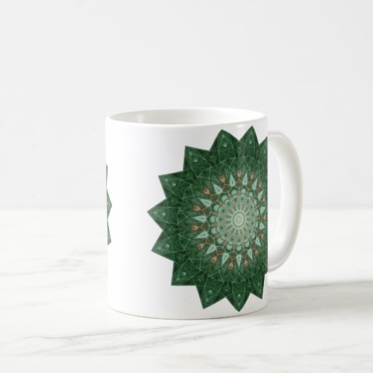 Green Star Mandala Kaffeetasse (VorderseiteRechts)