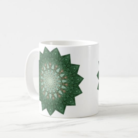 Green Star Mandala Kaffeetasse (Vorderseite Links)