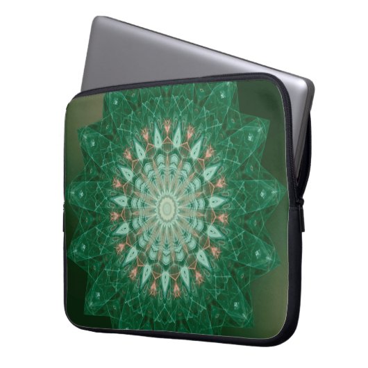 Green Star Mandala Laptopschutzhülle (Vorderseite Links)