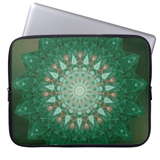 Green Star Mandala Laptopschutzhülle (Vorderseite)