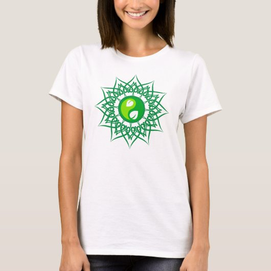 Green Star mit grünen Leafs Yin Yang T-Shirt (Vorderseite)