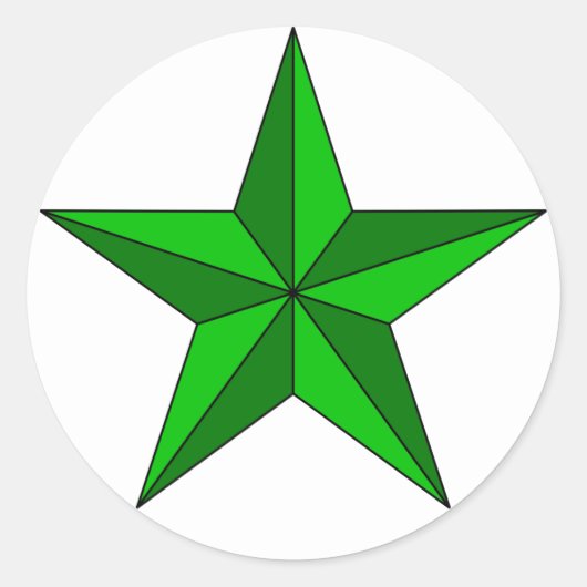 Green Star on Circle Runder Aufkleber (Vorderseite)