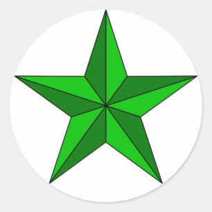 Green Star on Circle Runder Aufkleber