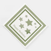 Green Star Print White Geburtstag Napkins Serviette (Ecke)