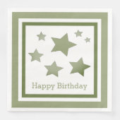Green Star Print White Geburtstag Napkins Serviette (Vorderseite)